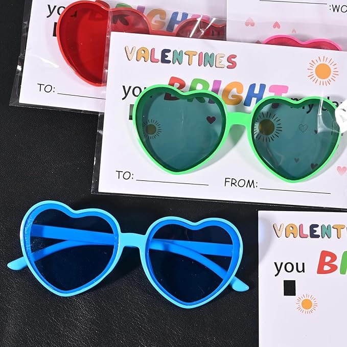 EnriQ 12 Pairs Heart Shaped Sunglasses for Women Colorful Heart Sunglasses Bulk Fun Transparent Glasses for Valentines Party Favor St. Patricks Day Prop Mardi Gras Party Decoration