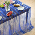 Horaldaily Royal Blue Gold Sparkling Star Gauze Tablecloth 60x84 Inch Rectangular, Golden Star Sequin Glitter Metallic Foil, Sheer Tulle Cheesecloth for Wedding Baby Shower Party