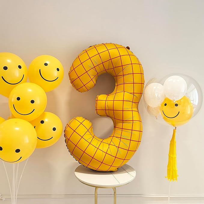40" Matte Yellow Balloons Toy Inspired Story Theme party Supplies, Number Birthday Decoration, Cowboy Decorations Western, Cowgirl Party Balloon Digital 3