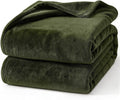 Hansleep Fleece Moss Green Full Blanket, Super Soft Flannel Fuzzy Plush Cozy Blanket for All Seasons, Moss Green, Full 84x90 Inches