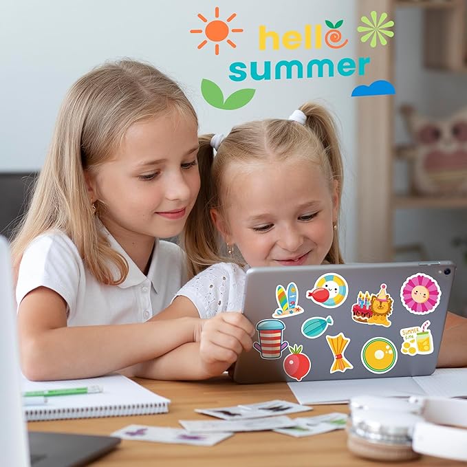 OHOME Summer Stickers | 100 PCS Hawaiian Beach Stickers for Kids - Vinyl Summer Games Toys Gifts Activities Party Favors Supplies - Tropical Crafts Bulk for Classroom Home - Travel Essential for Kids