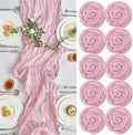 IVAPUPU 10 Pcs Cheesecloth Table Runner - 10ft Pink Easter Spring Boho Gauze Cheese Cloth Table Runners for Baby Shower Decoration Wedding Party Summer Garden Farmhouse Decor