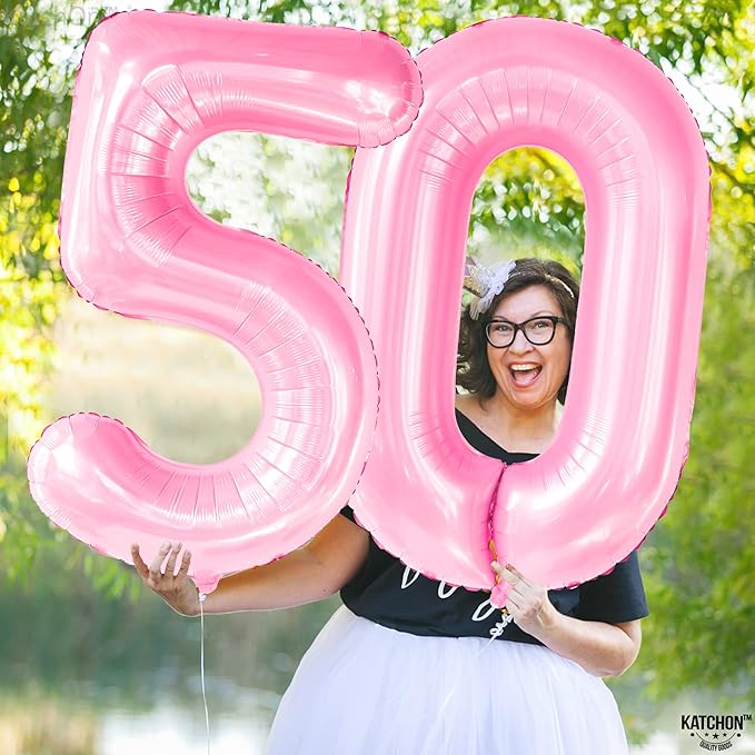 KatchOn, Huge 40 Inch Light Pink 0 Balloon - Pink Balloons | Zero Balloon, Light Pink Party Decorations | Pink Birthday Decorations for Women | 0 Light Pink Number Balloon for Anniversary