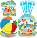 96Pcs Beach Ball Party Supplies Summer Beach Ball 1st Birthday Plates and Napkins Tableware Sets Fun to Be One Decorations for Baby Shower Luau Pool First Birthday Party Supplies Serves 24