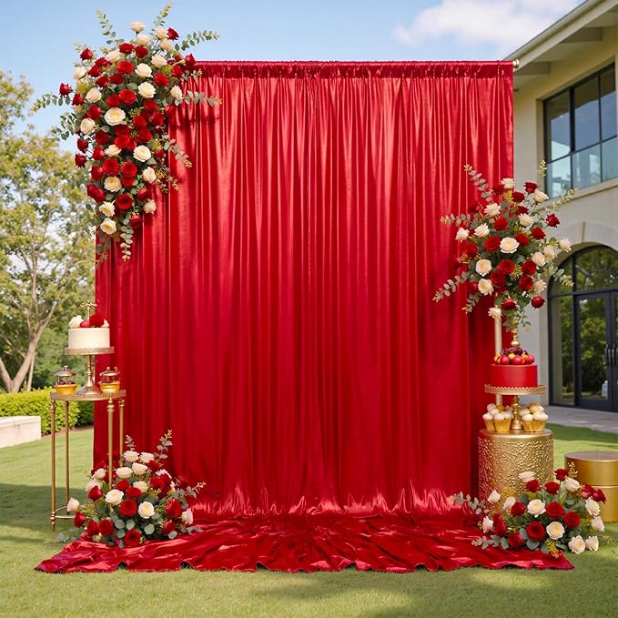40x10 ft Wrinkle Free Red Sequin Backdrop Curtain for Parties,Thick Not Fall-Off Glitter Backdrop Drapes,8 Panels 5x10ft Shimmer Photo Back Drop Cloth for Wedding Birthday Photography Background