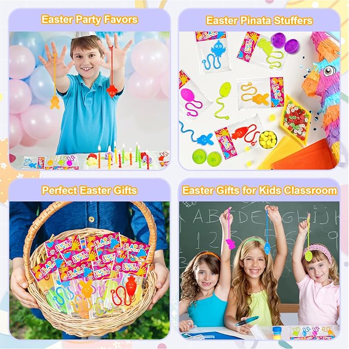 Easter Sticky Hands Toys Gifts for Kids,20 Pack Easter Egg Fillers Party Favors for Toddlers,Non Candy Easter Basket Pinata Goodie Gift Bags Stuffers,Classroom Prizes Treats Essentials for Boys Girls