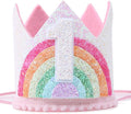 WAWUO Birthday Rainbow Girl Crown, Birthday Hat For Event Party Supplies, Photo Props