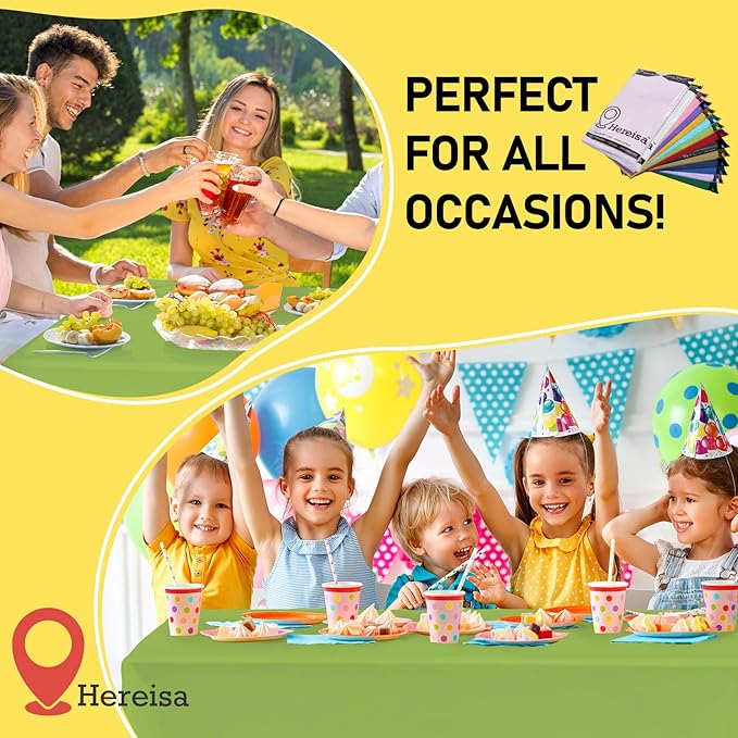 Lime Green Plastic Tablecloths 2 Pack Light Green Disposable Table Covers 54 x 108 Inch Party Tablecovers PEVA Fruit Green Table Cloths for Birthday Wedding Parties 8 ft Rectangle Table Use