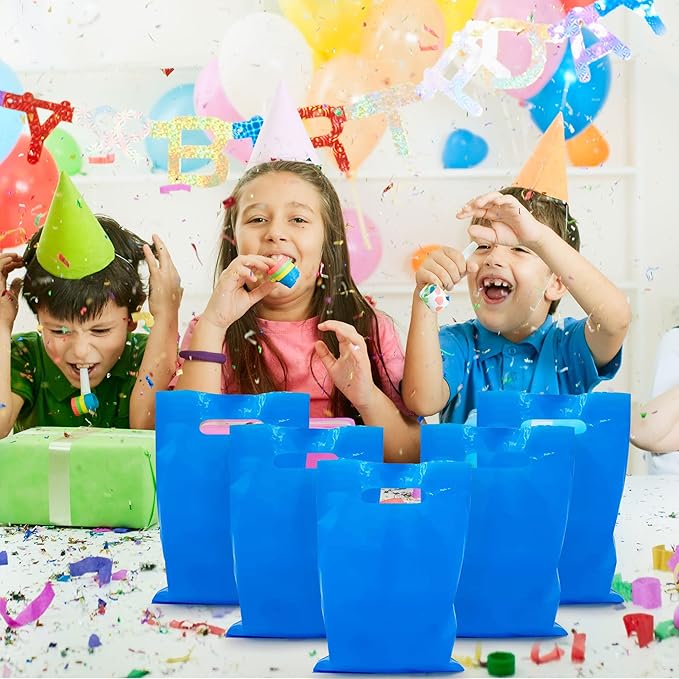 TOSPARTY 40PCS Blue Plastic Gift Bags Easter Candy Bag Die Cut Bags are Sturdy Party Assorted Plastic Candy Easter Gift Bag