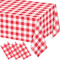 WNINK 3 Pack Red Gingham Tablecloth Rectangular Red and White Checkered Tablecloths Disposable Plastic Red Plaid Table Cover for Parties, Christmas, Outdoor Picnic, Birthday, Wedding, Camping 54 × 108