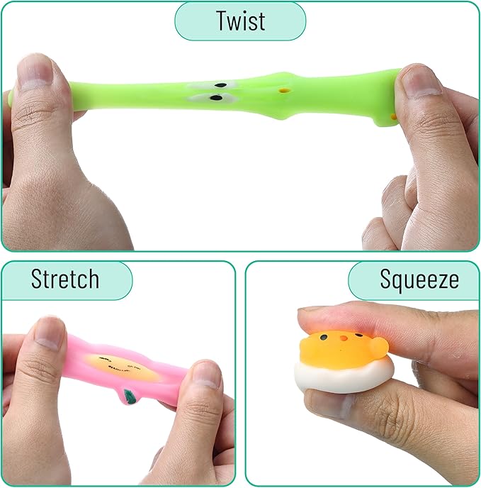 Mr. Pen- Easter Squishy Toys for Kids, 48 Pack, Washable Twistable Stretchy Squishies Bulk, Soft Stress Relief Sensory Toys for Squeezing, Easter Egg Fillers, Party Favors & Classroom Rewards