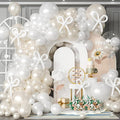 Pearl White Balloon Garland Arch Kit, Pearl Sand White and Pearl White Latex Balloons Long Balloons with Different Sizes for Wedding Engagement Bridal Shower Birthday Baby Shower Party Decoration