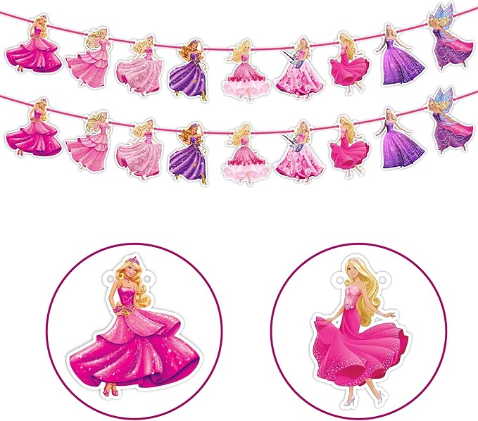 Barbe Garland Decoration Banner - Birthday Party, Fashion Theme Hanging Party Decoration for Home, Event, Dessert Table Backdrop and Celebration Wall Décor Supplies