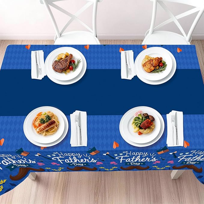 Childom 3 Pack Fathers Day Decorations,Happy Fathers Day Tablecloth,54" x 108" Disposable Plastic Table Cloth for Rectangle,Party Table Cover for Birthday Party Supplies,Home,Dinner,Indoor,Outside