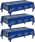 Childom 3 Pack Graduation Tablecloth,Graduation Decorations Class of 2026 Graduation Party Decorations,54"x108" Blue and Gold Plastic Table Cloth Disposable Rectangle for Home,School,Party Supplies