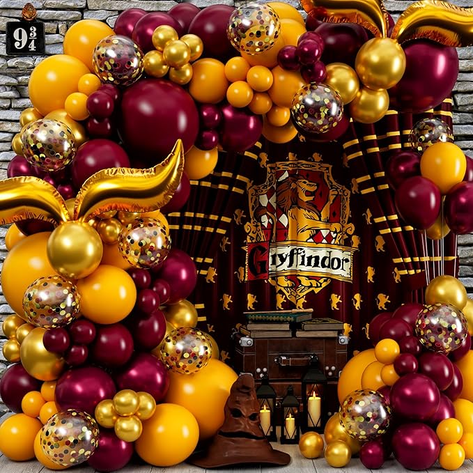 ALL-IN-1 Magical Wizard Balloons Garland Arch Kit with BONUS Snitch for Magical Wizard Birthday Decorations – Magical Wizard Party Supplies for Hogwarts Balloons, Magic Wizard Theme, Baby Shower