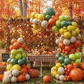 Fall Balloon Arch Garland Kit, Retro Orange Sage Green Yellow Sand White Nude Fall Colored Balloons for Fall Decorations Thanksgiving Party Bridal Wedding Birthday Festival BackDrop
