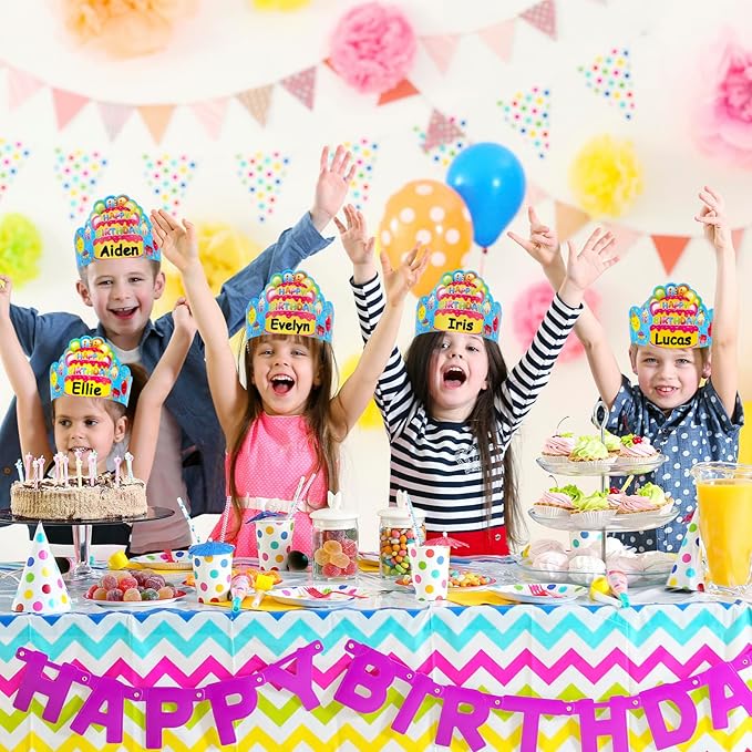 Pack of 36 Birthday Crowns for Kids - Colorful Paper Party Hats for Students Classroom School VBS Party Supplies