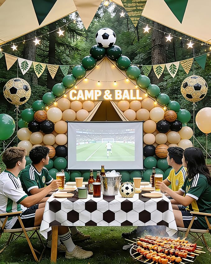 Soccer Plastic Table Cloth - 4 Pack 54" × 108" Rectangle Disposable Tablecloths for 6FT Tables, Table Cover for Party, Holiday & Gathering Use