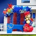 Kozee Red Blue Gold Balloon garland arch Kit 130 PCS chrome blue with foil Star diy long balloons for kid video game Cartoon Hedgehog theme birthday superhero gamer party decorations