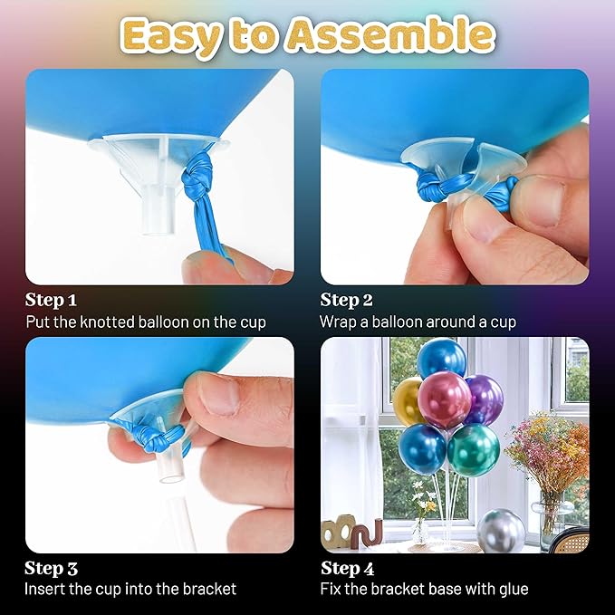 JOYYPOP 24 Sets Balloon Stand Kit, Balloon Sticks with Base Birthday Graduation Party Decorations Wedding