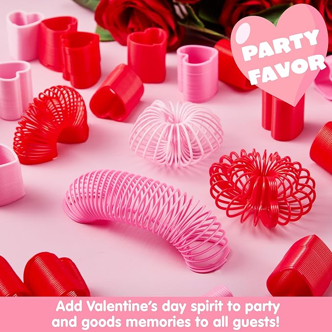 JOYIN 30 Packs Valentine’s Day Party Favors with Mini Springs Toys, Multi-Color Heart Coil Springs Toys, Stress Relief Fidget Toys for Kids Classroom Exchange, School Prize and Goodie Bag Stuffers