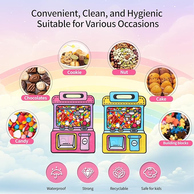 Lati Cute Goodie Kids Gift Bags - 20PCS Large Plastic Reusable Prefilled Goodie Bulk Party Favors Bags with Handles for Return Gift Kids Birthday,Snack,Candy,Party and Classroom Favorand Bags