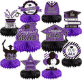 10PCS Graduation Decorations Class of 2025 Centerpieces, Congrats Grad Honeycomb Table Toppers for Graduation Party Favors, 2026 Graduation Party Decorations (10PCS, Purple & Black)