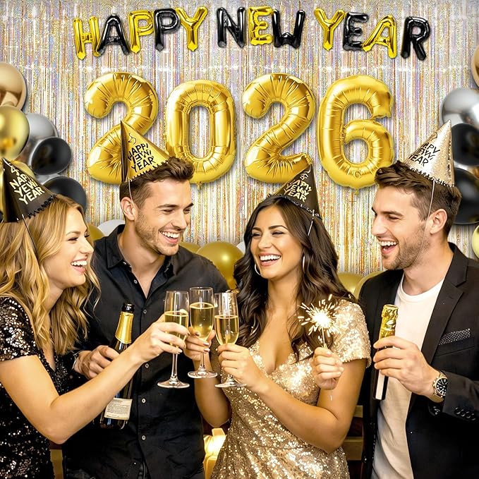 Crosize 2 Pack 3.3 x 9.9 ft Laser Champagne Gold Foil Fringe Curtains Party Decorations,Tinsel Curtain Backdrop for Parties, Door Streamers, Glitter Streamer Backdrop for Birthday Decoration