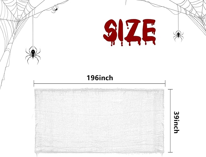 Watayo 196 x 39 Inch Halloween Creepy Cloth, Large White Scary Spooky Cheese Cloth, Windows Entryways Cover Gauze for Halloween Party Outdoor Home Wall Decor Supplies