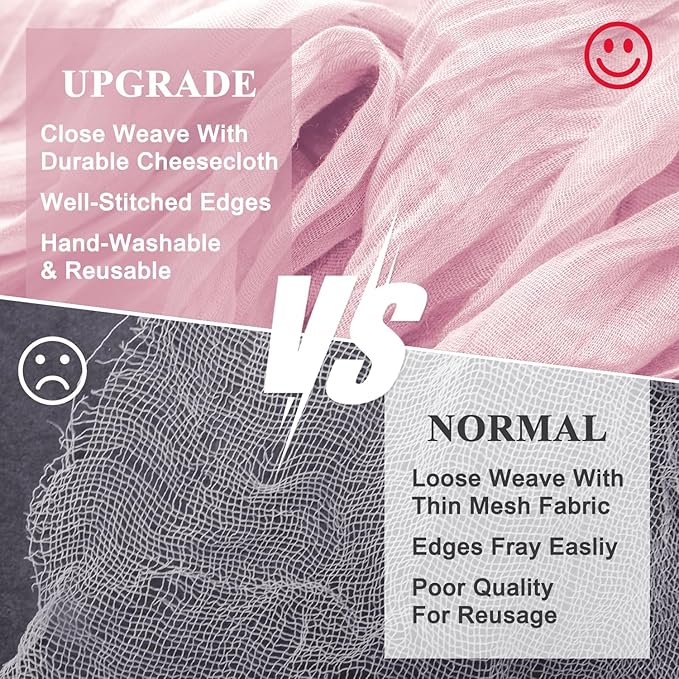 Wokceer Pink Cheesecloth Table Runner Spring 2Pack 10FT Blushing Pink Boho Gauze Easter Table Runner for Party Rustic Sheer Runners for Baby Bridal Shower Wedding