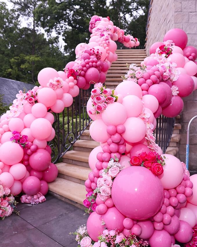 Pink Balloons Metallic Pink Balloons, 80Pcs 12inch Chrome Pink Light Pink Latex Confetti Balloon for Girl Birthday Princess Baby Shower Wedding Galentine's Day Valentine's Party Decoration