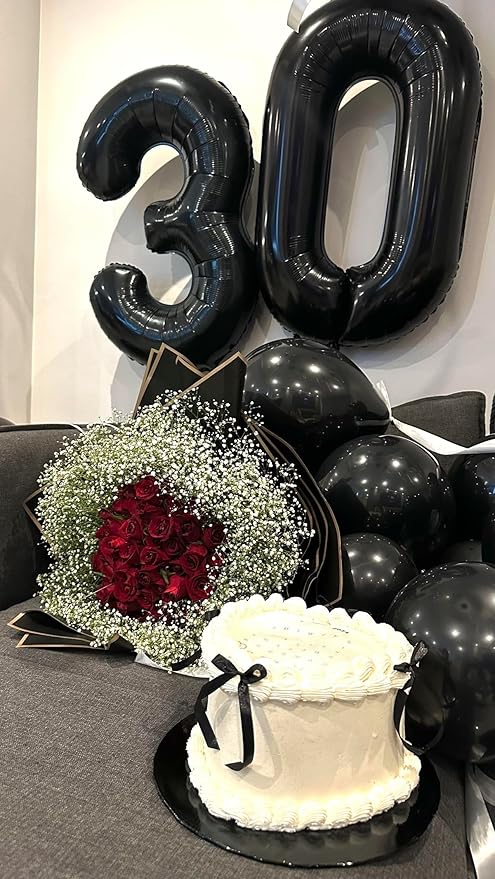 Number 10 Balloons, Balloons for Man Woman 10th Black Birthday Party Decoration, 40 Inch Foil Number Ballon for 10, 100 Anniversary, Bridal Shower, Graduation, Halloween, New Year