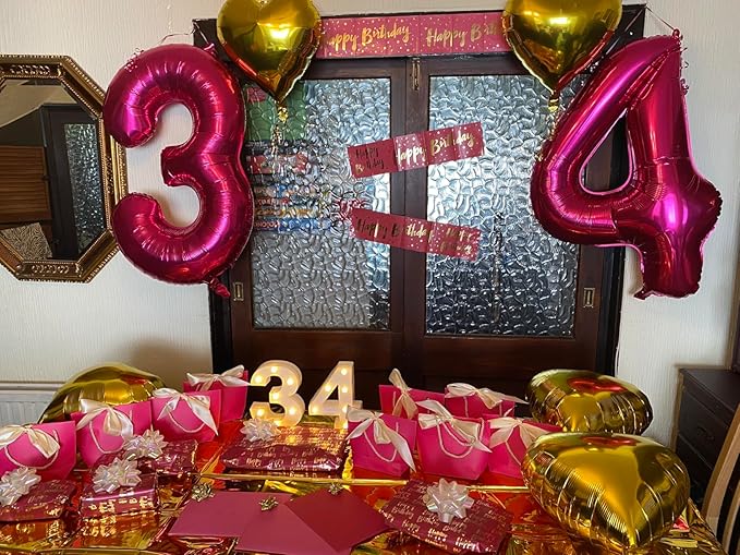 Numbers Balloon 3, 40 Inch Large Rose Purple Balloon for Three Year Old Birthday Decor, 3 13 30 31 Birthday Party Decorations for Wedding Supplies