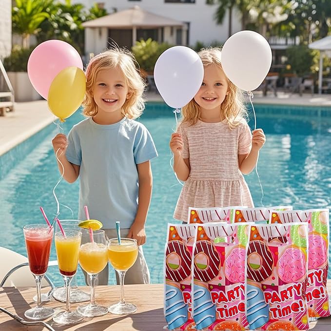 YYaaloa 30pcs Goodie Bags Party Favor Bags Donut Plastic Candy Gift Bags Bulk for Birthday Baby shower Return Gift (Donut 30pcs)