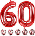 Red 60 Balloon Numbers and Confetti Balloons, 40" Number 6 and 0 Mylar Foil Balloons Self Inflating, 60th Birthday Balloons Set for Men Women Birthday 6th Anniversary Party Decorations Supplies