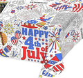 Gatherfun 4th of July Patriotic Party Supplies Color-in Disposable Paper Tablecloth | 54x88 in Independence Day Party Decorations Set for American Flag-Themed, School & Special Events