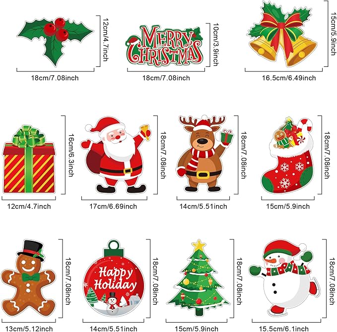 30 Pcs Christmas Swirl Ceiling Hanging Decorations Set Xmas Holiday Snowman Elk Sign Hanging Foil Indoor Decorations for Ceiling Xmas Holiday Party Supplies (Santa Bell Snowman)