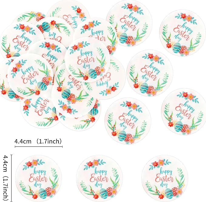 Ercadio 40Pcs Edible Circle Happy Easter Day Cupcake Drink Toppers Round Floral Easter Cupcake Picks for Easter Baby Shower Spring Birthday Party Cake Decorations Supplies