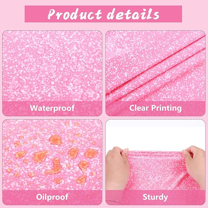 Kesfey 6 Packs Ombre Pink Tablecloth 54 x 108 Inch Gradient Pastel Pink Table Cloths Rectangle Disposable Plastic Light Pink Sprinkle Glitter Table Covers for Birthday Baby Shower Party Decorations