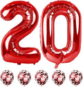 Red 20 Balloon Number, 40 Inch 20th Birthday Balloons with Confetti Helium Latex Balloons, Jumbo Digital 0 and 2 Mylar Foil Balloons for Boys Girls 2nd 20th Birthday Anniversary Party Decorations