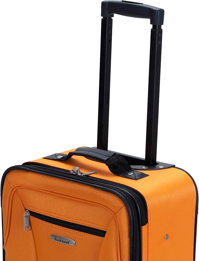 Rockland Fashion Softside 2 Piece Luggage Set, Expandable, (14" Tote/19" Upright), Orange