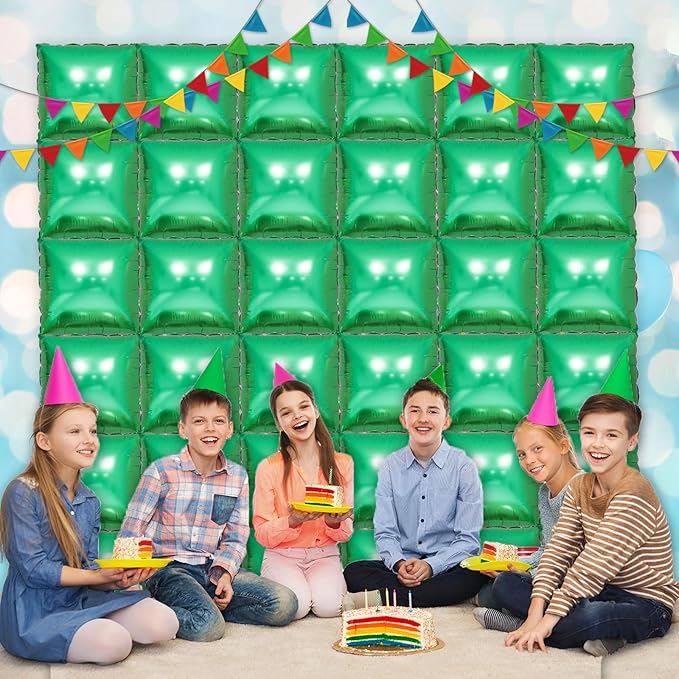36 Piece XL Greener Square Foil Balloon Wall Screen Double Sided Square Balloon Screen Tunnel Arch Kit Mylar Square Balloons For Baby Shower Graduation Prom Birthday Party Decorations