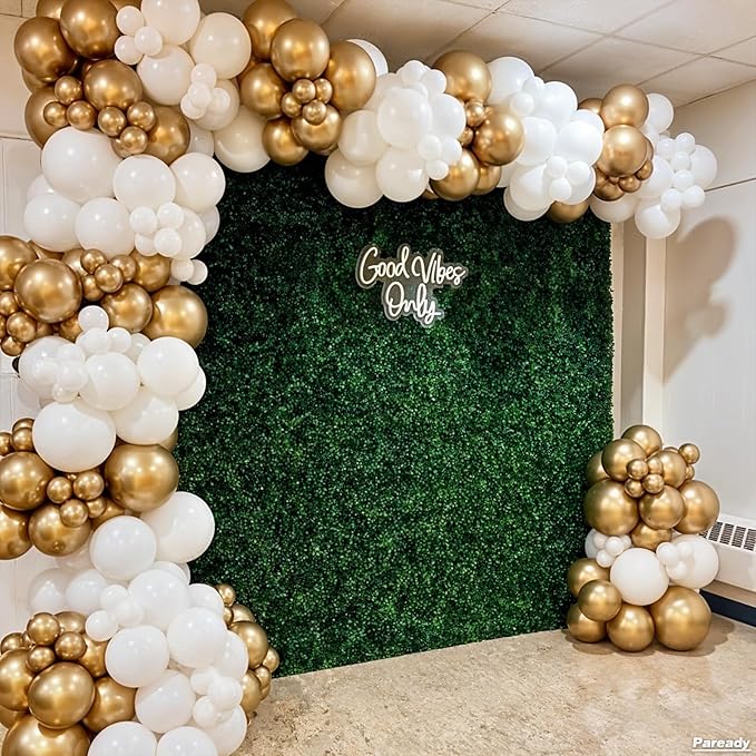 White Gold Balloons Garland Arch Kit, 120pcs Gold Balloon Arch Kit With Star Foil Balloons Gold Star Banner Gold 4d Foil Balloon For Birthday Baby Shower Party Wedding Anniversary Decorations