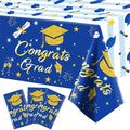 Graduation Tablecloth Party Decorations 2026 3 Pack Blue Large Size 54"x108" Congrats Grad Disposable Rectangle Table Covers Plastic Table Cloth for College High School Class of 2026 Party Supplies