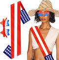Red White and Blue Decorations American Flag Sash and Star Sunglasses Sets Costume 4th of July Decorations Party in The Usa Cowboy Sash Us Citizenship Gifts Party Favors