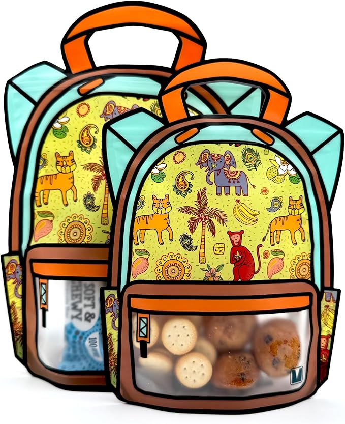 20 Pack Goodie Bags for Kids Birthday Party Supplies - Bulk Gift Bag for Favors, Food, and Candy with Resealable Ziplock Seal (Tropical Crew/Large)