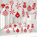 Funrous 56 Pcs Christmas Peppermint Candy Hanging Swirls Decorations Red and White Holiday Party Streamers for Home Winter Holiday Christmas Party Decor(Red White)