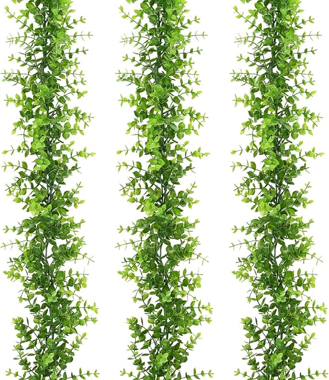 Dolicer 3 Packs Eucalyptus Garland, 18FT Faux Eucalyptus Greenery Garland, Artificial Eucalyptus Leaves Vine, Fake Hanging Eucalyptus Garlands Wedding Backdrop Arch Wall Table Party Decor (Green)