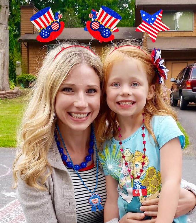 Moon Boat 12PCS Patriotic Head Boppers Headband - Star Uncle Sam Hat Balloons- Fourth 4th of July Party Accessories Favors Decorations